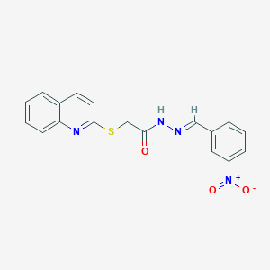 molecular formula C18H14N4O3S B5523171 N'-(3-nitrobenzylidene)-2-(2-quinolinylthio)acetohydrazide 
