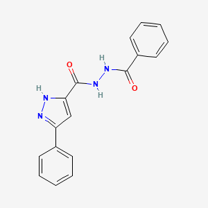 molecular formula C17H14N4O2 B5523184 N'-benzoyl-3-phenyl-1H-pyrazole-5-carbohydrazide CAS No. 124928-37-6