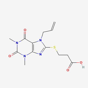 molecular formula C13H16N4O4S B5523243 3-[(7-allyl-1,3-dimethyl-2,6-dioxo-2,3,6,7-tetrahydro-1H-purin-8-yl)thio]propanoic acid 