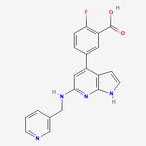 molecular formula C20H15FN4O2 B5523252 2-fluoro-5-{6-[(pyridin-3-ylmethyl)amino]-1H-pyrrolo[2,3-b]pyridin-4-yl}benzoic acid 