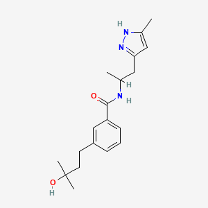molecular formula C19H27N3O2 B5523334 3-(3-hydroxy-3-methylbutyl)-N-[1-methyl-2-(3-methyl-1H-pyrazol-5-yl)ethyl]benzamide 