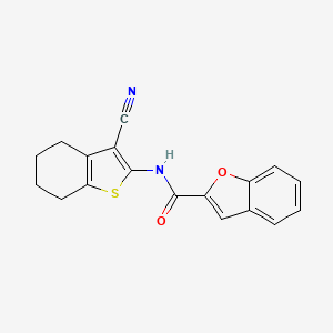 molecular formula C18H14N2O2S B5523357 N-(3-cyano-4,5,6,7-tetrahydro-1-benzothien-2-yl)-1-benzofuran-2-carboxamide 
