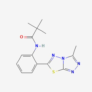 molecular formula C15H17N5OS B5523362 2,2-dimethyl-N-[2-(3-methyl[1,2,4]triazolo[3,4-b][1,3,4]thiadiazol-6-yl)phenyl]propanamide 