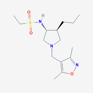 molecular formula C15H27N3O3S B5523368 N-{rel-(3R,4S)-1-[(3,5-dimethyl-4-isoxazolyl)methyl]-4-propyl-3-pyrrolidinyl}ethanesulfonamide hydrochloride 