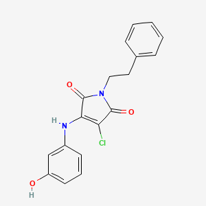 molecular formula C18H15ClN2O3 B5523399 3-氯-4-[(3-羟苯基)氨基]-1-(2-苯乙基)-1H-吡咯-2,5-二酮 