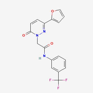 molecular formula C17H12F3N3O3 B5523503 2-[3-(2-furyl)-6-oxo-1(6H)-pyridazinyl]-N-[3-(trifluoromethyl)phenyl]acetamide 