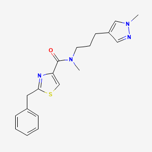 molecular formula C19H22N4OS B5523530 2-benzyl-N-methyl-N-[3-(1-methyl-1H-pyrazol-4-yl)propyl]-1,3-thiazole-4-carboxamide 