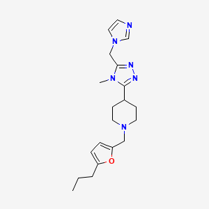 molecular formula C20H28N6O B5523569 4-[5-(1H-imidazol-1-ylmethyl)-4-methyl-4H-1,2,4-triazol-3-yl]-1-[(5-propyl-2-furyl)methyl]piperidine 