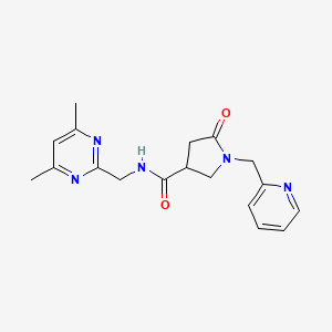 molecular formula C18H21N5O2 B5523613 N-[(4,6-dimethyl-2-pyrimidinyl)methyl]-5-oxo-1-(2-pyridinylmethyl)-3-pyrrolidinecarboxamide 