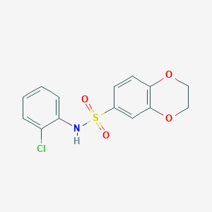 molecular formula C14H12ClNO4S B5523693 N-(2-氯苯基)-2,3-二氢-1,4-苯并二恶英-6-磺酰胺 