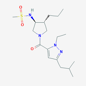 molecular formula C18H32N4O3S B5523721 N-{(3S*,4R*)-1-[(1-ethyl-3-isobutyl-1H-pyrazol-5-yl)carbonyl]-4-propyl-3-pyrrolidinyl}methanesulfonamide 