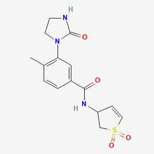 molecular formula C15H17N3O4S B5523743 N-(1,1-dioxido-2,3-dihydro-3-thienyl)-4-methyl-3-(2-oxo-1-imidazolidinyl)benzamide 