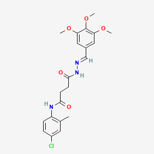 molecular formula C21H24ClN3O5 B5523751 N-(4-chloro-2-methylphenyl)-4-oxo-4-[2-(3,4,5-trimethoxybenzylidene)hydrazino]butanamide 