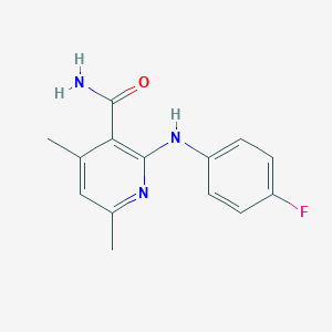 molecular formula C14H14FN3O B5523814 2-[(4-fluorophenyl)amino]-4,6-dimethylnicotinamide 