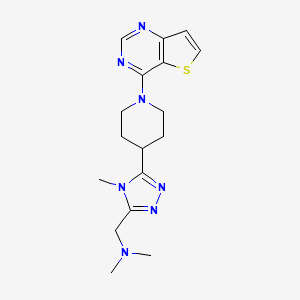 molecular formula C17H23N7S B5523821 N,N-dimethyl-1-[4-methyl-5-(1-thieno[3,2-d]pyrimidin-4-ylpiperidin-4-yl)-4H-1,2,4-triazol-3-yl]methanamine 