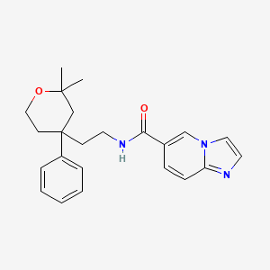 molecular formula C23H27N3O2 B5523874 N-[2-(2,2-dimethyl-4-phenyltetrahydro-2H-pyran-4-yl)ethyl]imidazo[1,2-a]pyridine-6-carboxamide 