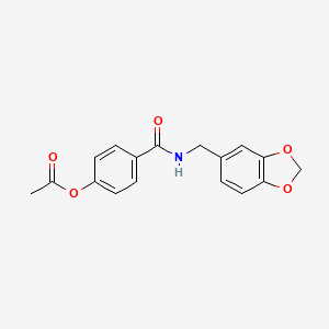 molecular formula C17H15NO5 B5523881 4-{[(1,3-benzodioxol-5-ylmethyl)amino]carbonyl}phenyl acetate 