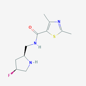 molecular formula C11H16FN3OS B5523906 N-{[(2S,4S)-4-fluoro-2-pyrrolidinyl]methyl}-2,4-dimethyl-1,3-thiazole-5-carboxamide hydrochloride 