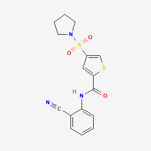 molecular formula C16H15N3O3S2 B5523909 N-(2-cyanophenyl)-4-(1-pyrrolidinylsulfonyl)-2-thiophenecarboxamide 