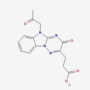 molecular formula C15H14N4O4 B5523962 3-[3-oxo-5-(2-oxopropyl)-3,5-dihydro[1,2,4]triazino[2,3-a]benzimidazol-2-yl]propanoic acid 