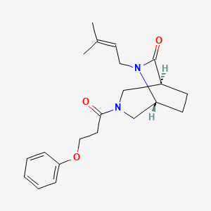 molecular formula C21H28N2O3 B5524058 (1S*,5R*)-6-(3-methyl-2-buten-1-yl)-3-(3-phenoxypropanoyl)-3,6-diazabicyclo[3.2.2]nonan-7-one 