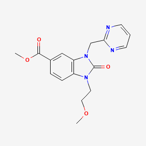 molecular formula C17H18N4O4 B5524109 methyl 1-(2-methoxyethyl)-2-oxo-3-(pyrimidin-2-ylmethyl)-2,3-dihydro-1H-benzimidazole-5-carboxylate 