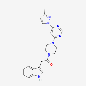 molecular formula C22H23N7O B5524131 3-(2-{4-[6-(3-methyl-1H-pyrazol-1-yl)-4-pyrimidinyl]-1-piperazinyl}-2-oxoethyl)-1H-indole 