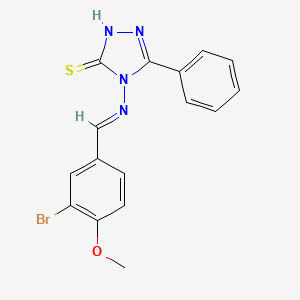 molecular formula C16H13BrN4OS B5524178 4-[(3-bromo-4-methoxybenzylidene)amino]-5-phenyl-4H-1,2,4-triazole-3-thiol 