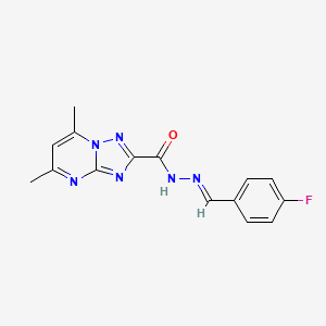 molecular formula C15H13FN6O B5524245 N'-(4-fluorobenzylidene)-5,7-dimethyl[1,2,4]triazolo[1,5-a]pyrimidine-2-carbohydrazide 