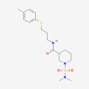 molecular formula C18H29N3O3S2 B5524285 1-[(二甲氨基)磺酰基]-N-{3-[(4-甲苯基)硫代]丙基}-3-哌啶甲酰胺 