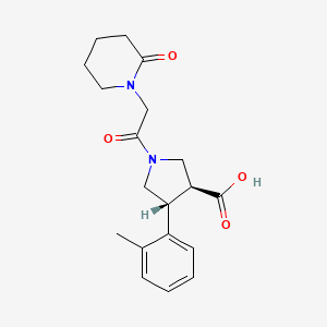 molecular formula C19H24N2O4 B5524296 (3S*,4R*)-4-(2-甲基苯基)-1-[(2-氧代哌啶-1-基)乙酰]吡咯烷-3-羧酸 