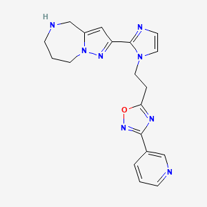 molecular formula C19H20N8O B5524363 2-(1-{2-[3-(3-pyridinyl)-1,2,4-oxadiazol-5-yl]ethyl}-1H-imidazol-2-yl)-5,6,7,8-tetrahydro-4H-pyrazolo[1,5-a][1,4]diazepine dihydrochloride 