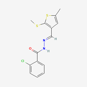 molecular formula C14H13ClN2OS2 B5524380 2-chloro-N'-{[5-methyl-2-(methylthio)-3-thienyl]methylene}benzohydrazide 