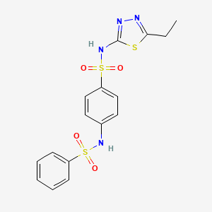 molecular formula C16H16N4O4S3 B5524430 N-(5-乙基-1,3,4-噻二唑-2-基)-4-[(苯磺酰)氨基]苯磺酰胺 
