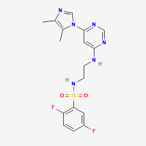 molecular formula C17H18F2N6O2S B5524466 N-(2-{[6-(4,5-dimethyl-1H-imidazol-1-yl)-4-pyrimidinyl]amino}ethyl)-2,5-difluorobenzenesulfonamide 
