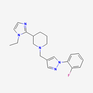 molecular formula C20H24FN5 B5524502 3-(1-ethyl-1H-imidazol-2-yl)-1-{[1-(2-fluorophenyl)-1H-pyrazol-4-yl]methyl}piperidine 