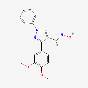 molecular formula C18H17N3O3 B5524534 3-(3,4-dimethoxyphenyl)-1-phenyl-1H-pyrazole-4-carbaldehyde oxime 