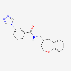 molecular formula C20H20N4O2 B5524548 N-(2,3,4,5-四氢-1-苯并氧杂戊环-4-基甲基)-3-(4H-1,2,4-三唑-4-基)苯甲酰胺 
