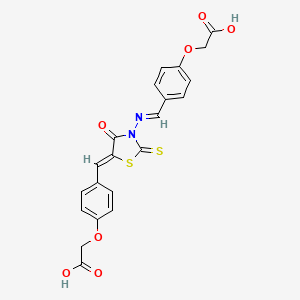 molecular formula C21H16N2O7S2 B5524551 4-[(3-{[4-(羧甲氧基甲氧基)亚苄基]氨基}-4-氧代-2-硫代-1,3-噻唑烷-5-亚甲基)甲基]苯氧基}乙酸 