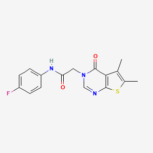 molecular formula C16H14FN3O2S B5524554 2-(5,6-二甲基-4-氧代噻吩并[2,3-d]嘧啶-3(4H)-基)-N-(4-氟苯基)乙酰胺 