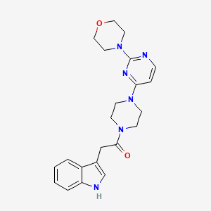 molecular formula C22H26N6O2 B5524565 3-(2-{4-[2-(4-吗啉基)-4-嘧啶基]-1-哌嗪基}-2-氧代乙基)-1H-吲哚 