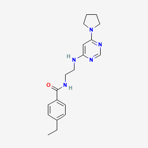 molecular formula C19H25N5O B5524584 4-ethyl-N-(2-{[6-(1-pyrrolidinyl)-4-pyrimidinyl]amino}ethyl)benzamide 