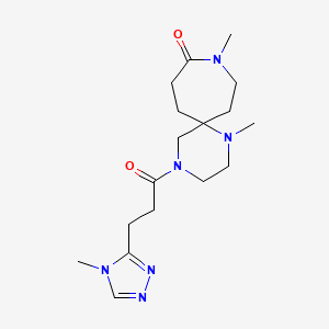 molecular formula C17H28N6O2 B5524612 1,9-dimethyl-4-[3-(4-methyl-4H-1,2,4-triazol-3-yl)propanoyl]-1,4,9-triazaspiro[5.6]dodecan-10-one 