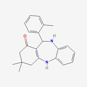 molecular formula C22H24N2O B5524635 3,3-dimethyl-11-(2-methylphenyl)-2,3,4,5,10,11-hexahydro-1H-dibenzo[b,e][1,4]diazepin-1-one 