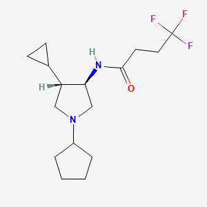 molecular formula C16H25F3N2O B5524668 N-[rel-(3R,4S)-1-cyclopentyl-4-cyclopropyl-3-pyrrolidinyl]-4,4,4-trifluorobutanamide hydrochloride 