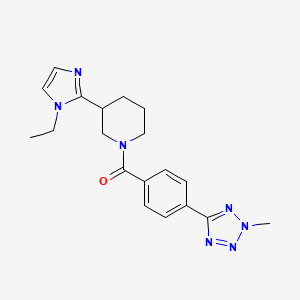 molecular formula C19H23N7O B5524679 3-(1-乙基-1H-咪唑-2-基)-1-[4-(2-甲基-2H-四唑-5-基)苯甲酰基]哌啶 