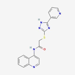 molecular formula C18H14N6OS B5524710 2-{[5-(3-pyridinyl)-4H-1,2,4-triazol-3-yl]thio}-N-4-quinolinylacetamide 