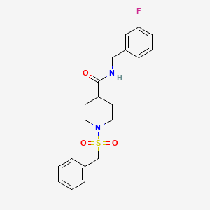 molecular formula C20H23FN2O3S B5524747 1-(苯甲酰基磺酰基)-N-(3-氟苯甲基)-4-哌啶甲酰胺 