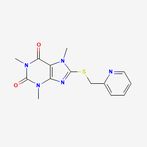 molecular formula C14H15N5O2S B5524758 1,3,7-三甲基-8-[(2-吡啶甲基)硫]-3,7-二氢-1H-嘌呤-2,6-二酮 