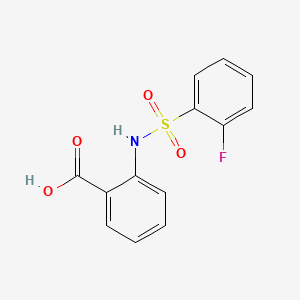 molecular formula C13H10FNO4S B5524765 2-{[(2-fluorophenyl)sulfonyl]amino}benzoic acid 